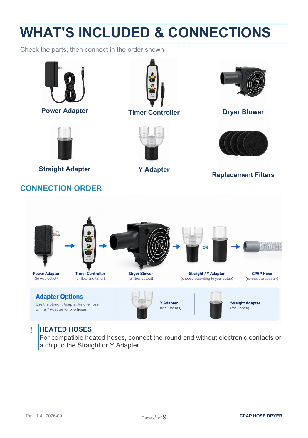 MOZZPAD Timer Dryer User Guide, page 3 of 9